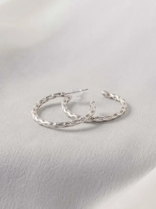 Silver C Hoop Earrings