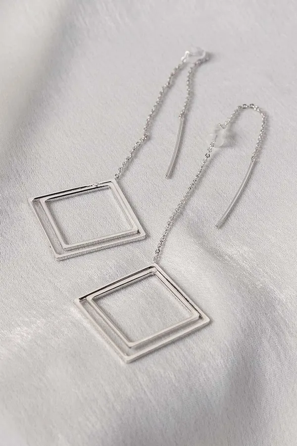 Square Threader Earrings Silver